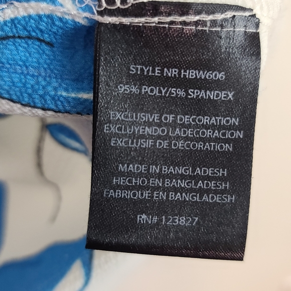 Harve Benard White Blue Leaf Semi Sheer Sleevless Ruffled Collar Top Size M - Picture 8 of 8